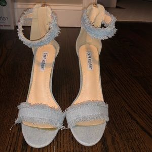 Cape Robbin Freya Blue Denim Ankle Strap Heel